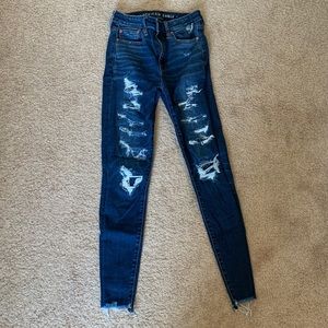 Ripped Dark Wash AE Skinny Jeans